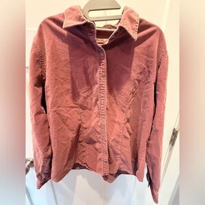 Eddie Bauer Mauve Corduroy Button Front Shirt Women’s XL